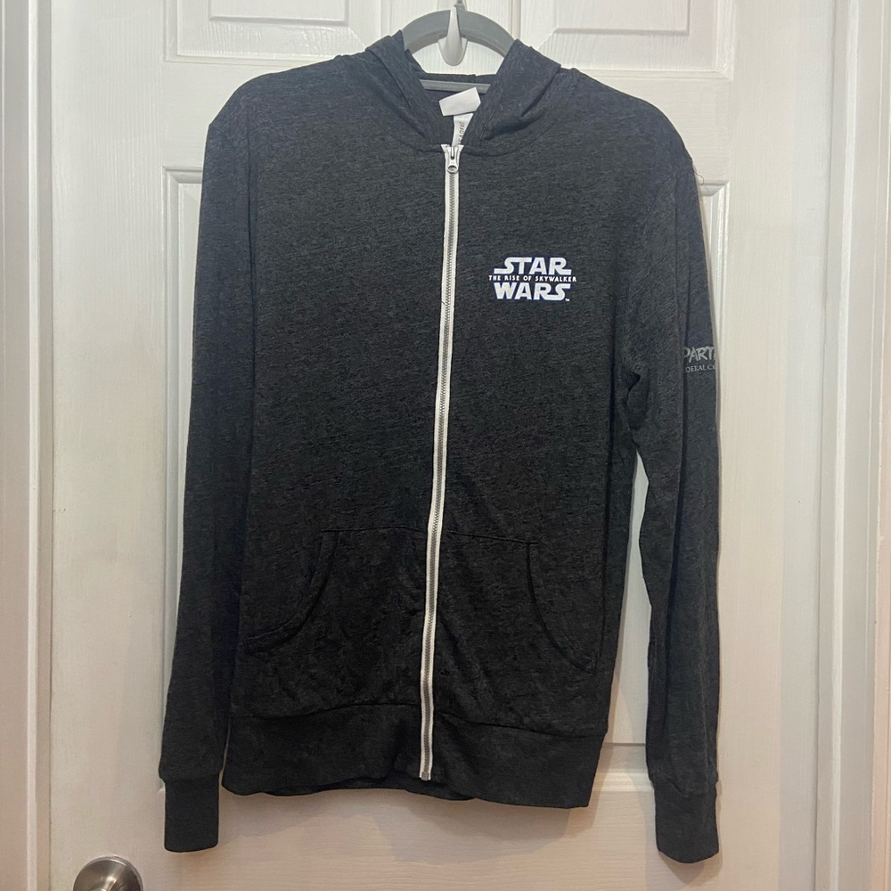 Star Wars The Rise of Skywalker Dark Gray Zip Up Hoodie Size Small
